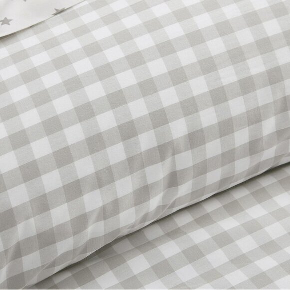 Pottery Barn Kids Organic Check Duvet & Sham - Light Gray, Twin - Picture 7 of 9